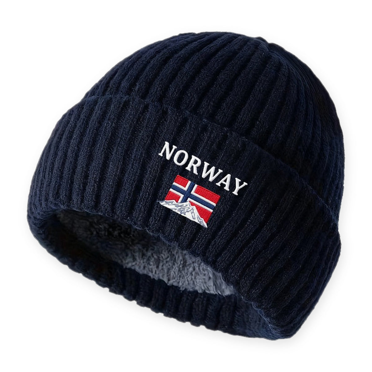 Wintermuts heren, kleur: marineblauw, met NORWAY-borduursel op witte achtergrond