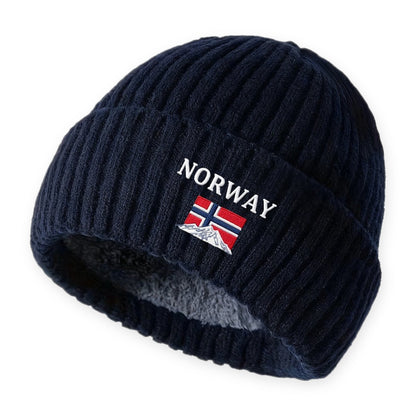 Wintermuts heren, kleur: marineblauw, met NORWAY-borduursel op witte achtergrond