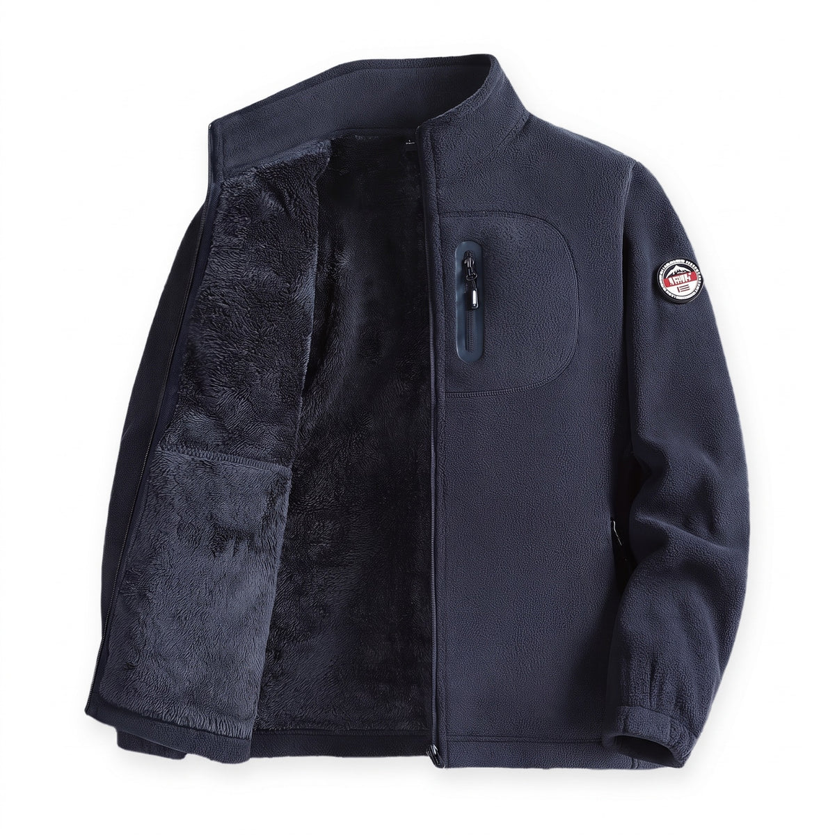 Fleece vest heren in marineblauw met borstzak