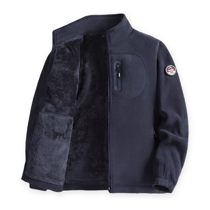 Fleece vest heren in marineblauw met borstzak