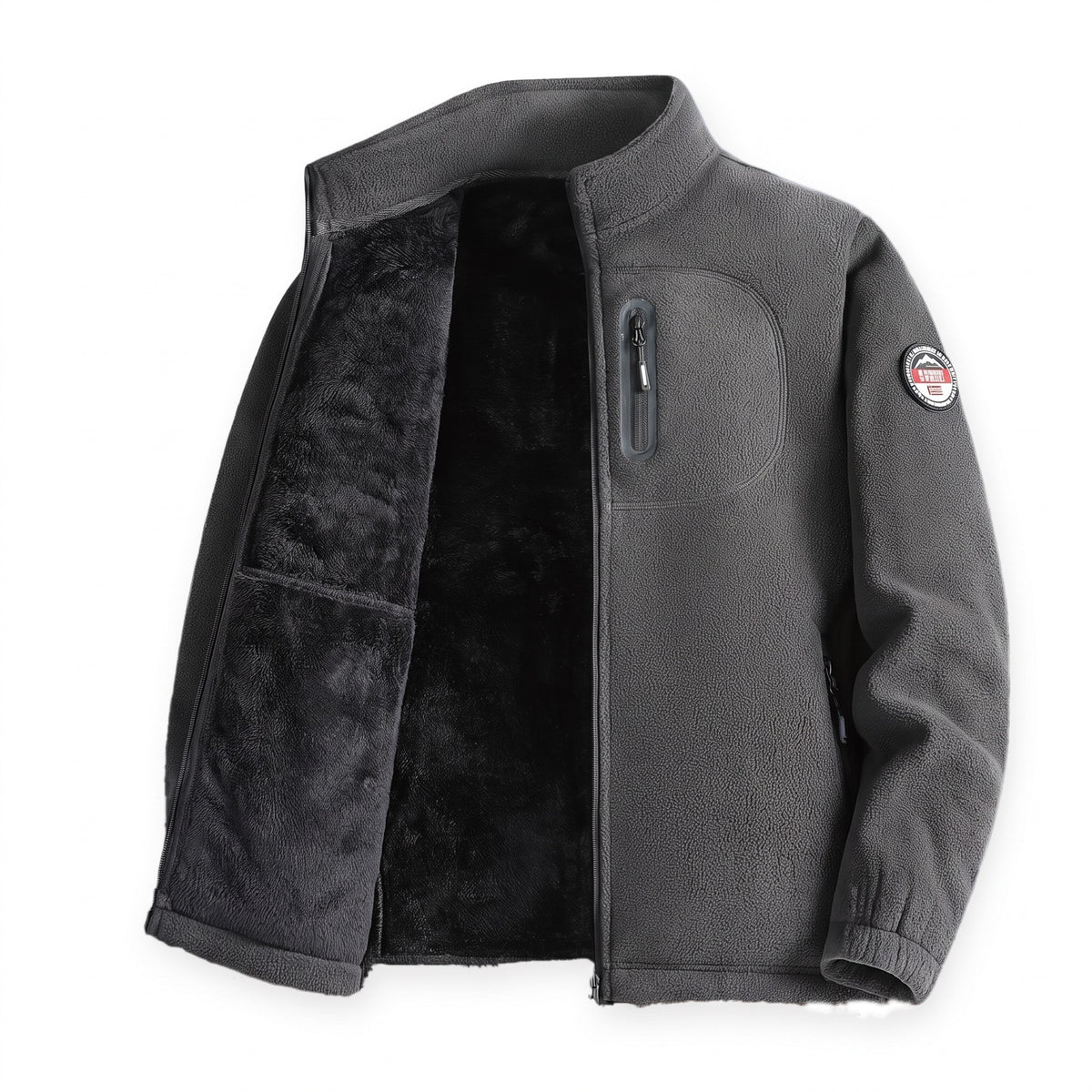 Fleece vest heren in donkergrijs met teddy voering