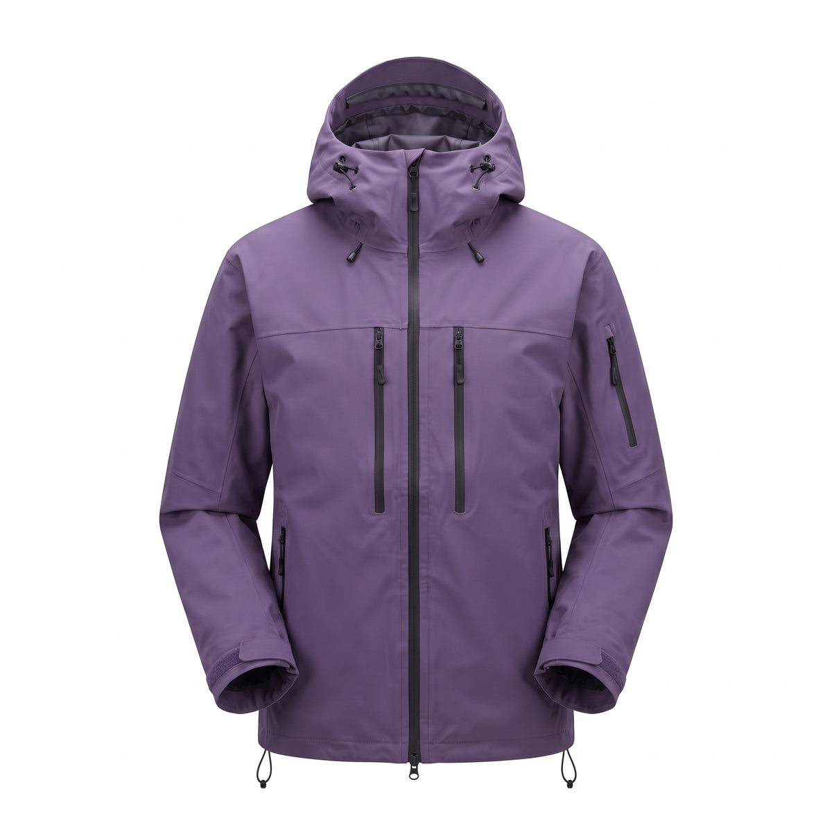 Ski jas unisex paars – sneeuwjas met capuchon op witte achtergrond