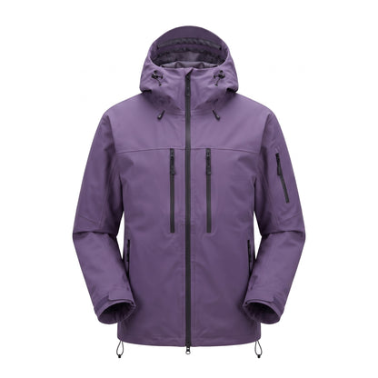 Ski jas unisex paars – sneeuwjas met capuchon op witte achtergrond