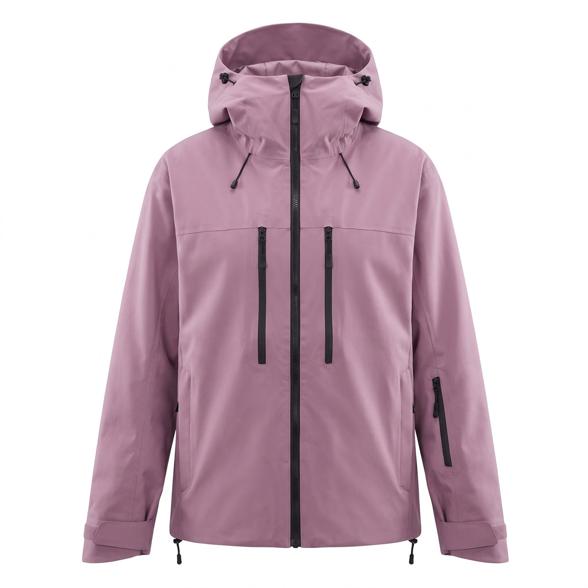 Ski jas unisex oudroze – sneeuwjas met capuchon, vooraanzicht