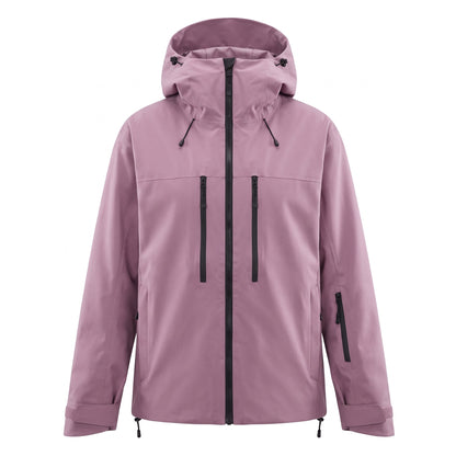 Ski jas unisex oudroze – sneeuwjas met capuchon, vooraanzicht