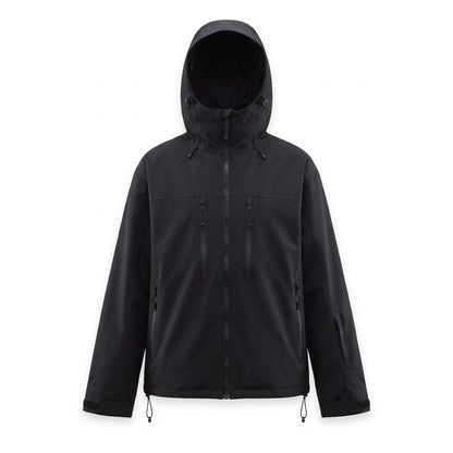 Ski jas unisex zwart – sneeuwjas met capuchon en ritszakken