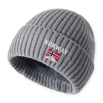 Wintermuts heren, kleur: lichtgrijs, met NORWAY-borduursel op witte achtergrond
